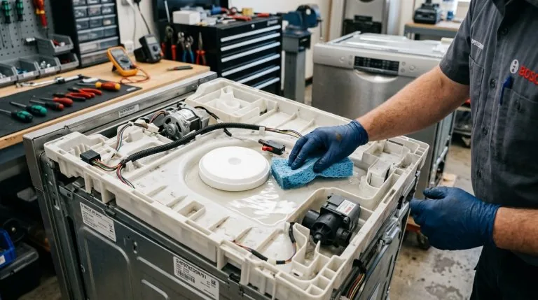 Bosch dishwasher E15 base pan flood switch reset