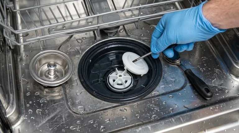 Bosch dishwasher drain pump impeller cover cleanout