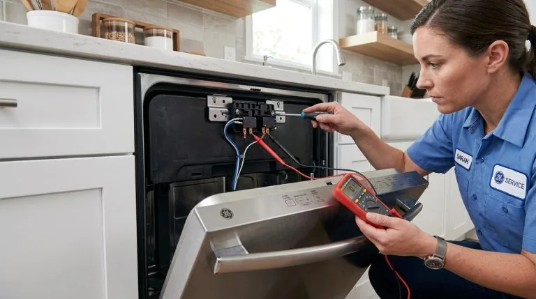 GE dishwasher door latch switch diagnostic testing